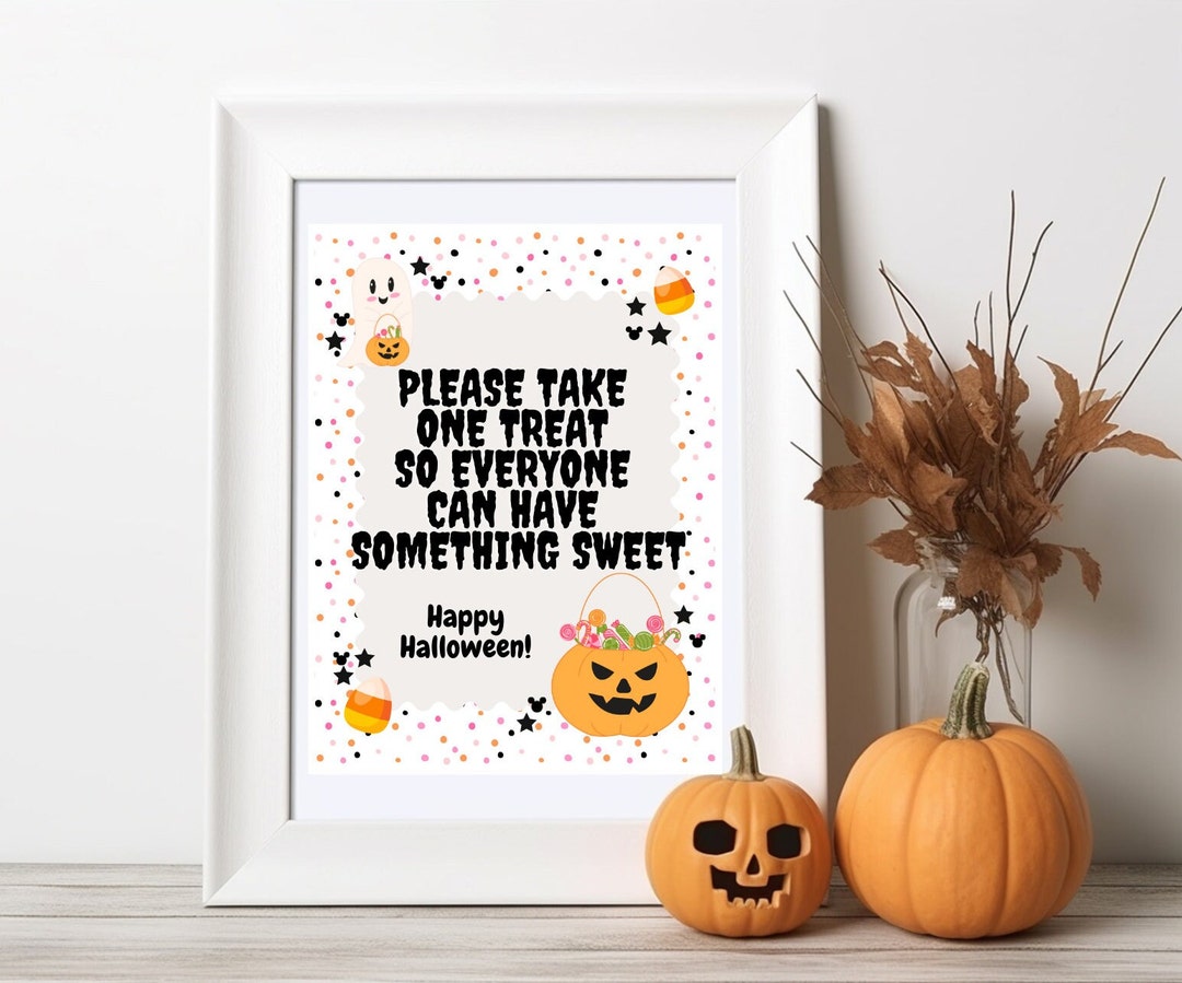 Printable Please Take One Treat Sign Halloween Candy - Etsy