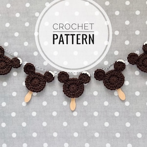 Mickey Bar Crochet Pattern, easy crochet pattern, crochet bunting