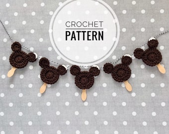 Mickey Bar Crochet Pattern, easy crochet pattern, crochet bunting