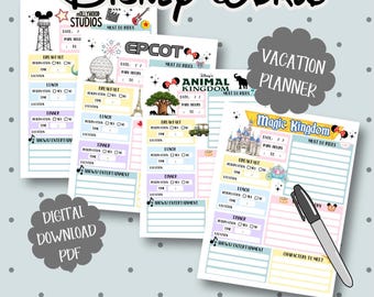 Disney World Printable Planner, family Disney trip planner, Disney vacation guide