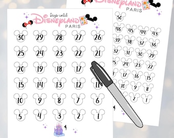 Countdown to Disneyland Paris Printable, Days Until Disney Coloring Page