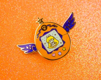 Sailor Venus Pet // Sailor Moon Inspired Tamagotchi Hard Enamel Lapel Pin with Glitter Accents