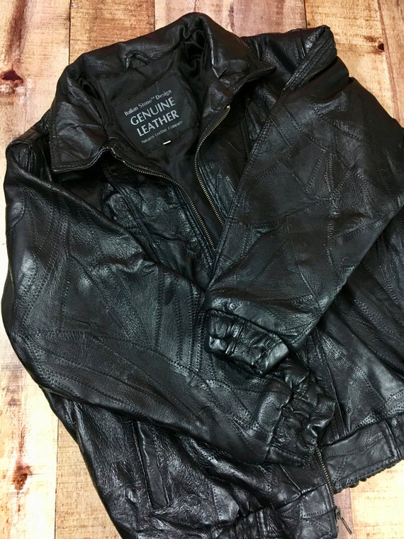 patchwork leather coat