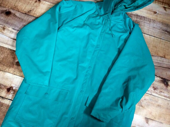 Vintage Turquoise Raincoat - image 4