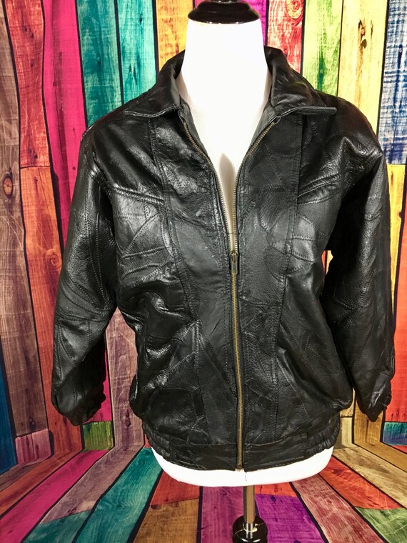 patchwork moto jacket