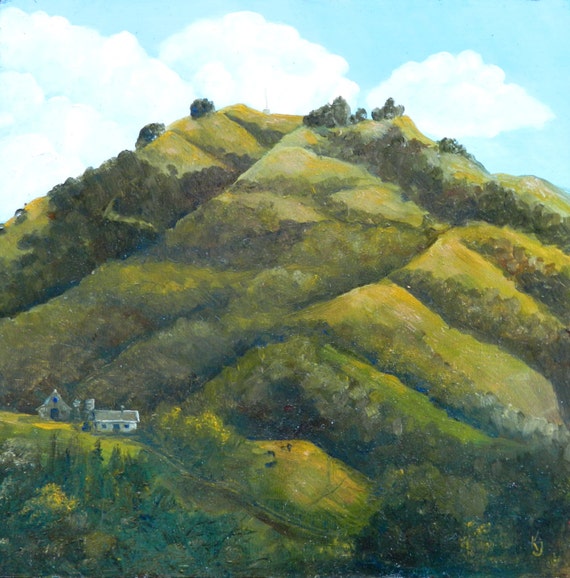 Pintura de colinas de colinas colina pinturas paisajes de | Etsy