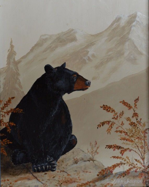 Bear Paintingsreproductionhand Painted In Oilblack Bear Etsy
