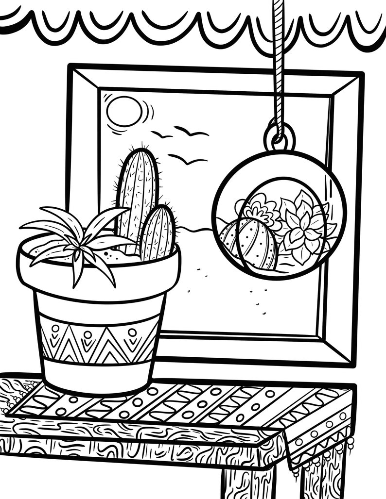 Cactus Coloring Page | Etsy