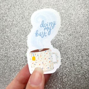 Terrazzo Coffee Mug Quote Cozy Sticker - Perfect for Laptops, Notebooks, Planners, and More!