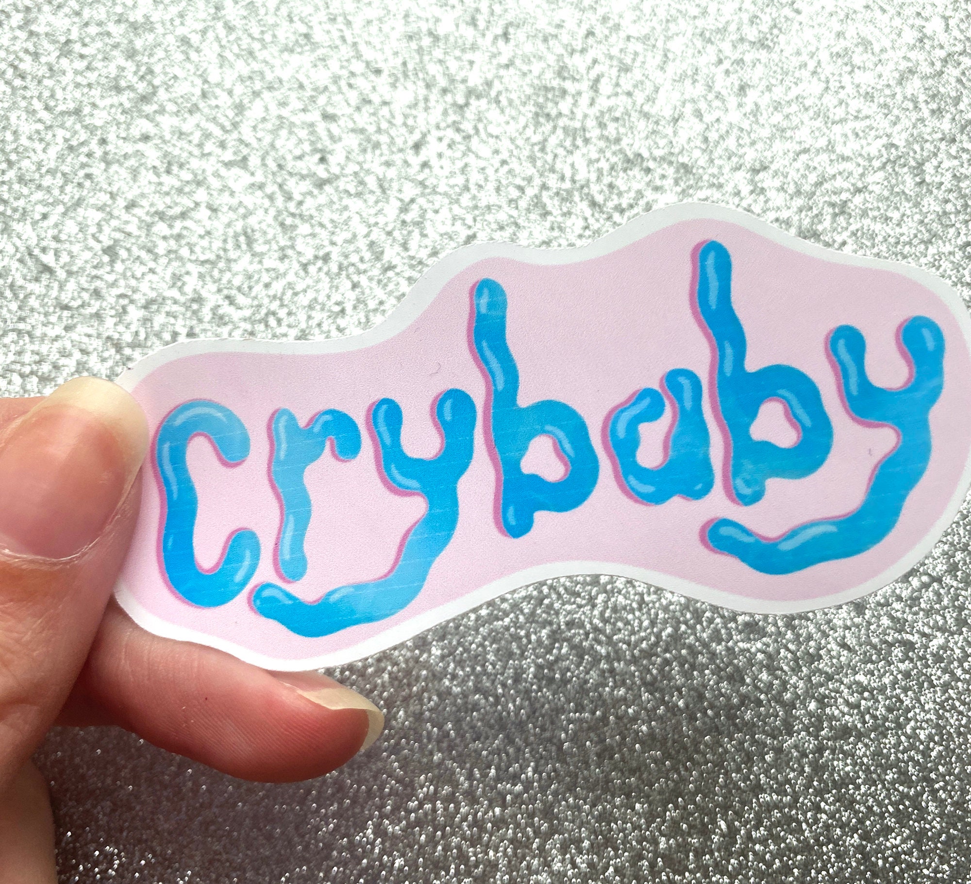 Crybaby Pastel Sticker: Funny Lettering, Laptop Decal - Etsy