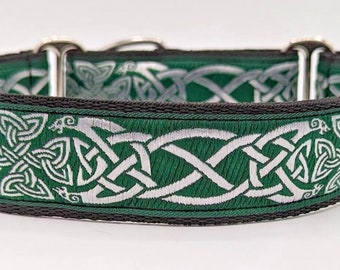 Lurcher Greyhound Saluki Whippet Martingale Dog Collar Celtic Silver adjustable Blackrock Rosie