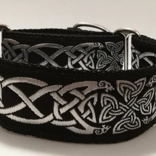 Collar Martingale para perros Lurcher, Greyhound, Saluki, Whippet, color plata celta, ajustable, Blackrock Rosie