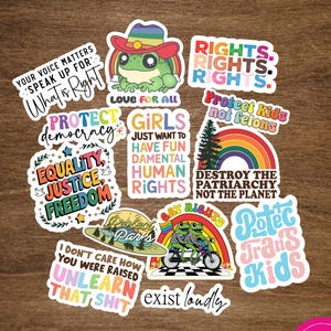 フェミニストステッカー12枚パック、平等権、LGBTQ、同性愛者の権利保護、反トランプステッカー、進歩的ステッカー、女性の権利バンドル