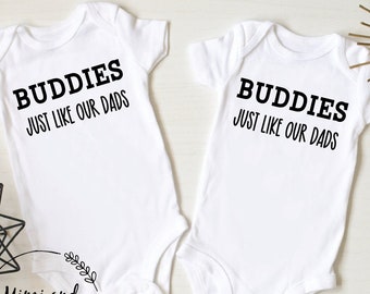 Buddies just like our Dads Set of two, Daddy and Uncle Outfits, Baby Shower, New Dad Gift, Gift for best friend, Baby Announcement