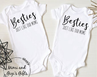 Best Friends Personalized Bodysuit and Shirts | Matching Set of Bodysuits and Shirts | Bestie like our Moms | Our Mom's are Best Friends