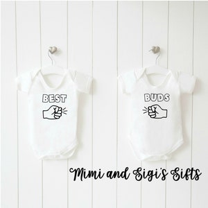Twins Pregnancy Announcement bodysuits, Twins bodysuit, funny baby gift, Best Buds, funny baby shower gift, IVF Babies, Miracle Babies