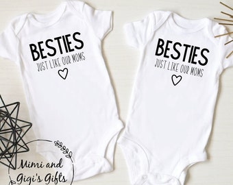 Besties Just Like Our Moms Baby Bodysuit, Matching Baby Outfits, Baby Bodysuit, Baby Best Friends Outfits, Baby Matching Outfits, Baby Gift