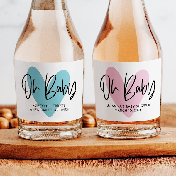 Oh Baby Mini Labels. Wine / Champagne Mini Labels. Baby Shower Favors. Party Decorations.