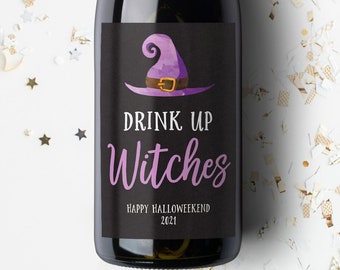 Drink Up Witches Wine Label. Halloween Wine Label. Holiday Wine Label. Happy Halloween. Halloween Party Decorations.