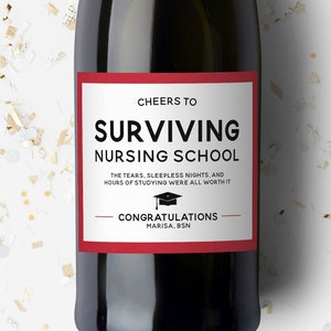 Nursing School Graduation Custom Wine Label. Champagne label. Nurse Gift. Graduation Gift. Registered Nurse. Nursing School Gift. RN. LPN.