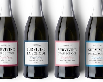 DO Doctor Graduation MD Physician. Cheers to Surviving Med School Custom Wine Label Champagne Label Doctor Gift Graduation Gift