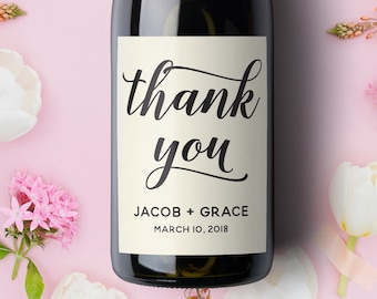Custom Thank You Label, Wine Label, Thank You Gift, Wedding Thank You, Thanks, Bridal Party Gift, Bridal Shower Thank You, Host Gift