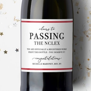 Nurse Custom Wine Label. Champagne Label. Passing the NCLEX. Nursing Boards. Nurse Gift. Registered Nurse. Nursing School Gift. RN. NCLEX.