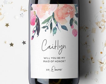 Will You Be My Bridesmaid Custom Wine Label, Bridesmaid Box, Bridesmaid Proposal, Bridal Party Gift, Maid of Honor. Gift Basket.