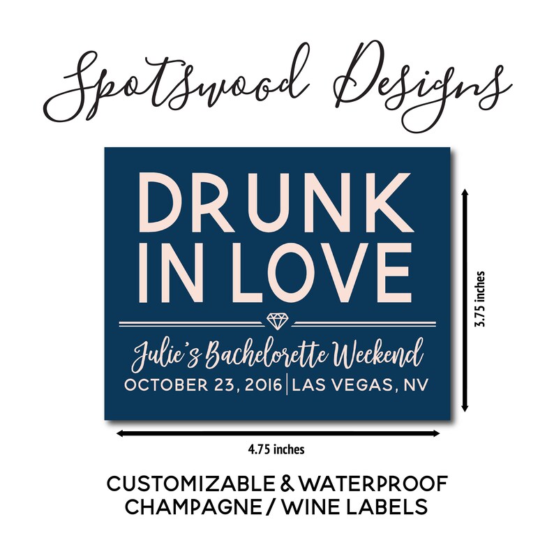 Drunk in Love Custom Champagne Label. Wine Label. Bachelorette Etsy