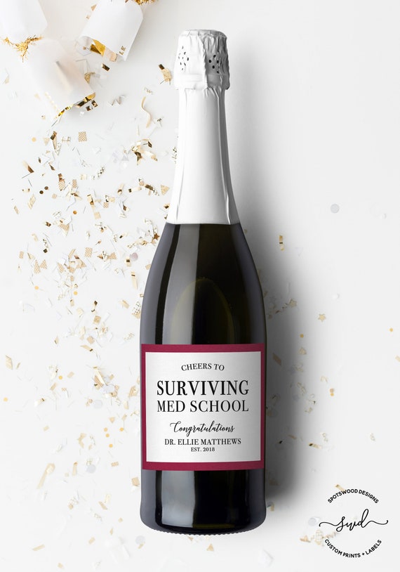 DO Graduation Gift Doctor Graduation MD Cheers to Surviving Med School Custom Wine Label Physician. Champagne Label Doctor Gift
