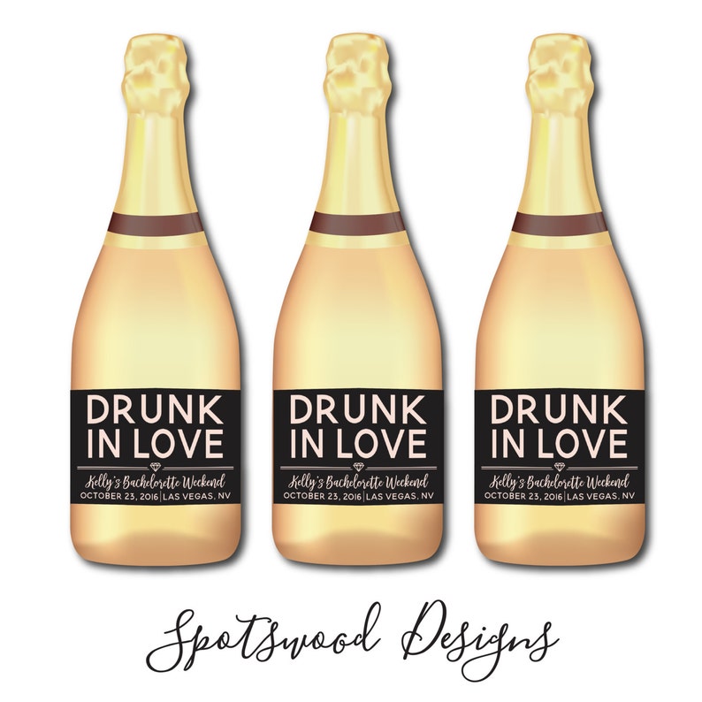 Mini Drunk in Love Custom Champagne Label. Wine Label. Etsy