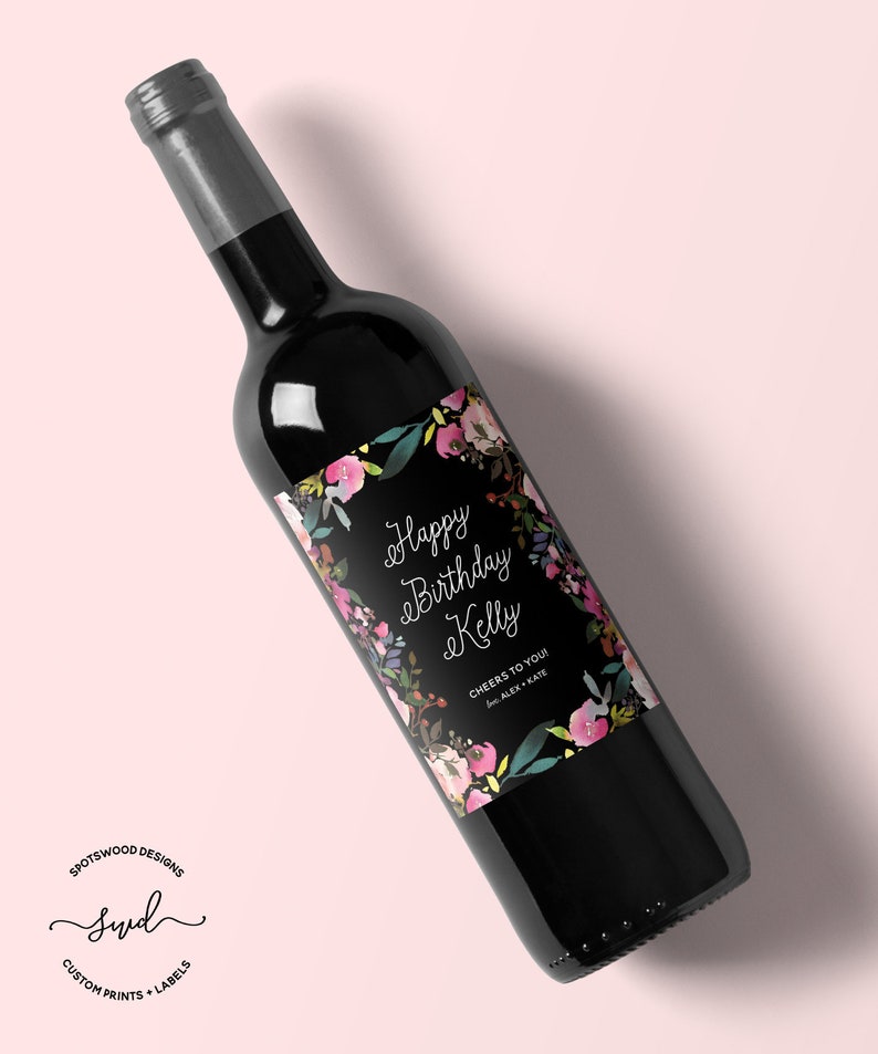 Happy Birthday Custom Wine Label. Birthday Gift. Birthday Etsy
