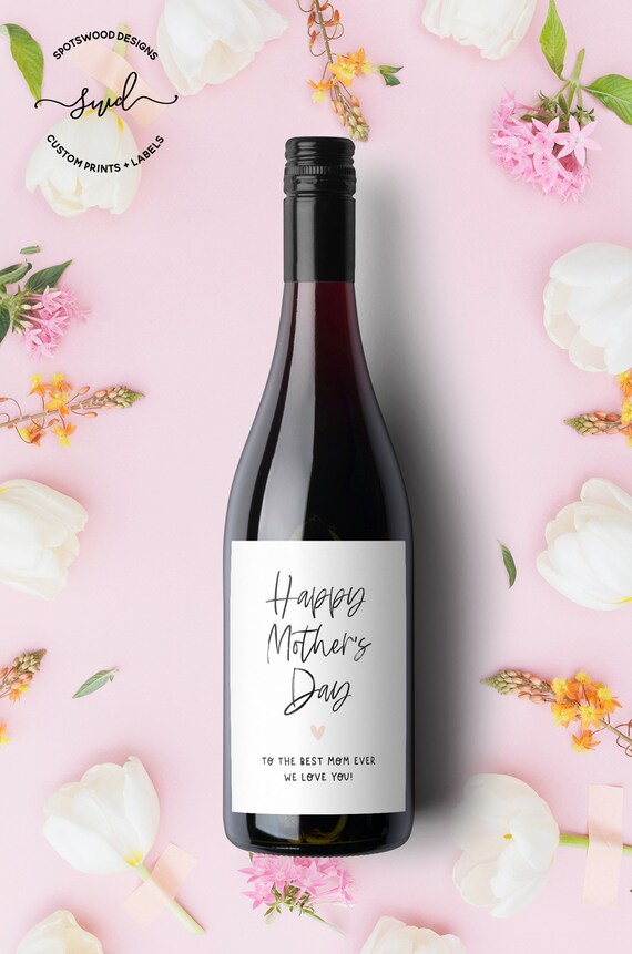 Happy Mother's Day Custom Wine Label. Mothers Day Gift. Etsy
