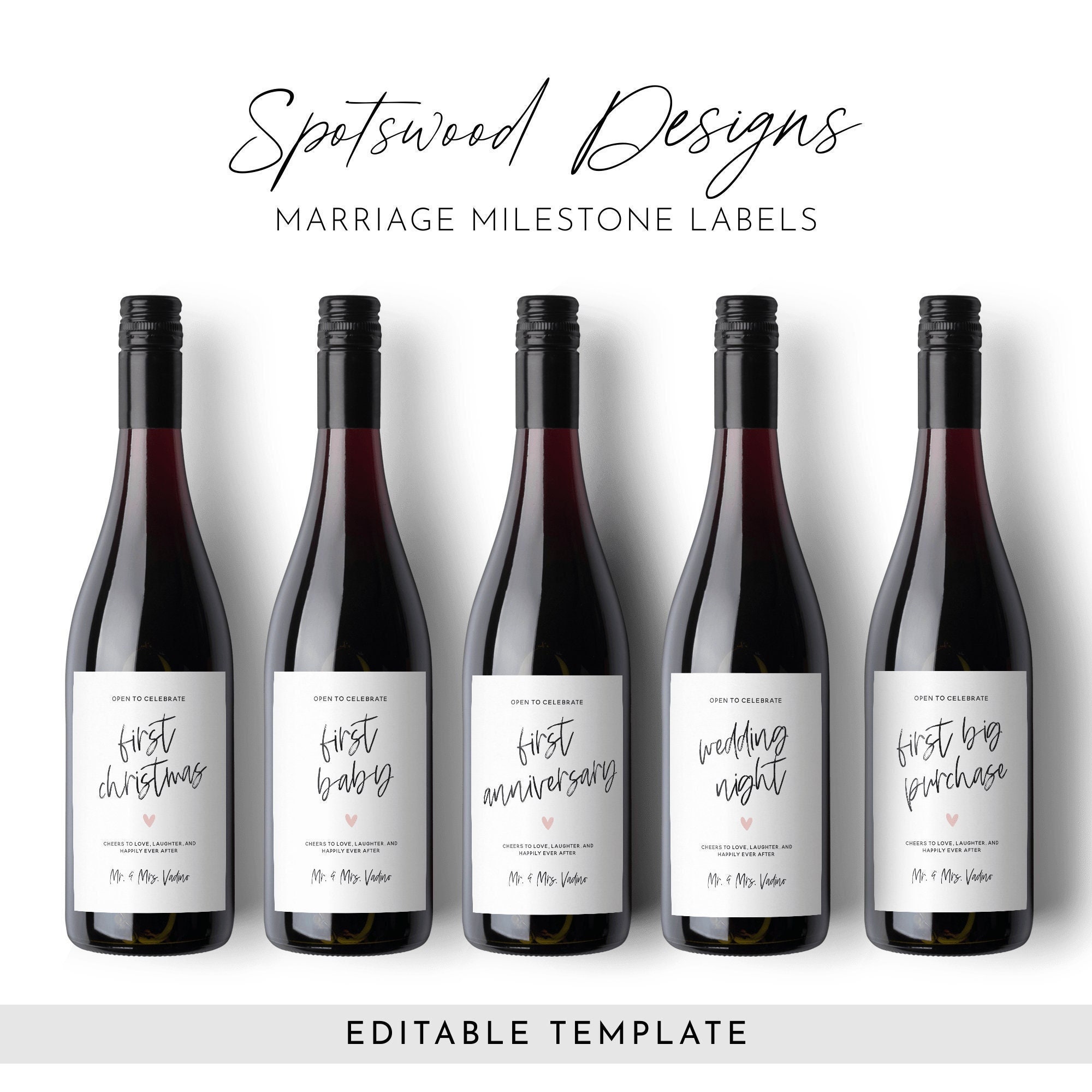 Marriage Milestone Wine Labels. Wedding Milestone Labels. - Etsy UK