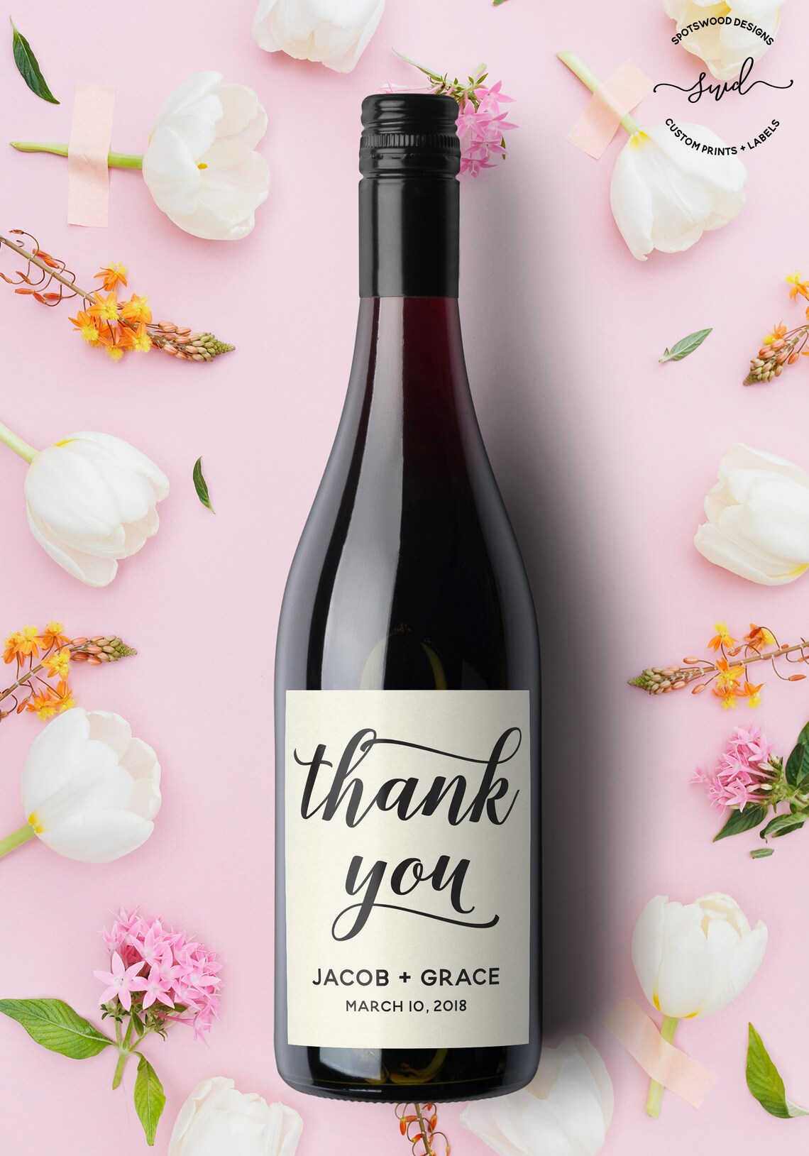 Custom Thank You Label Wine Label Thank You Gift Wedding - Etsy