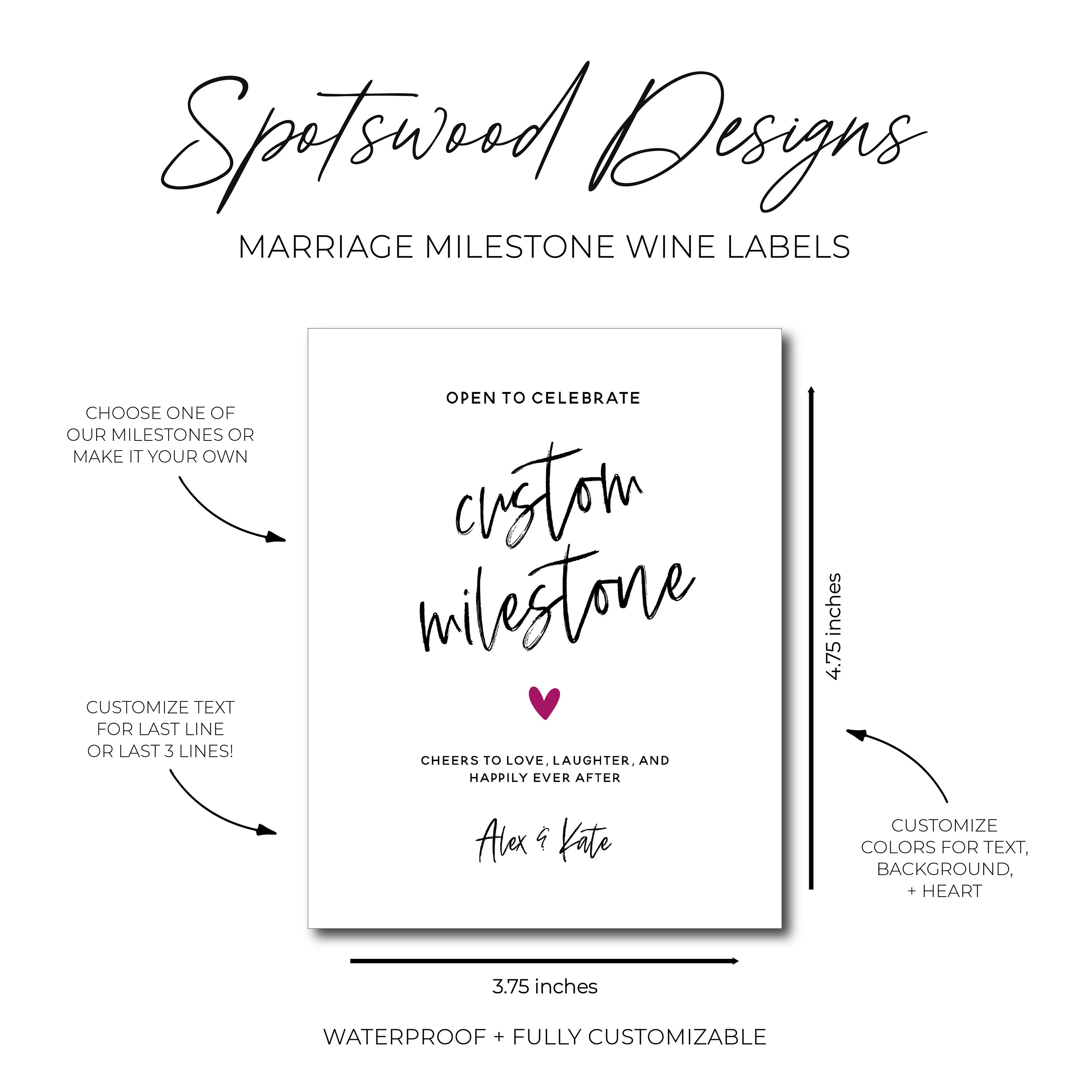 Marriage Milestones Wine Labels. Wedding Milestone Labels. - Etsy