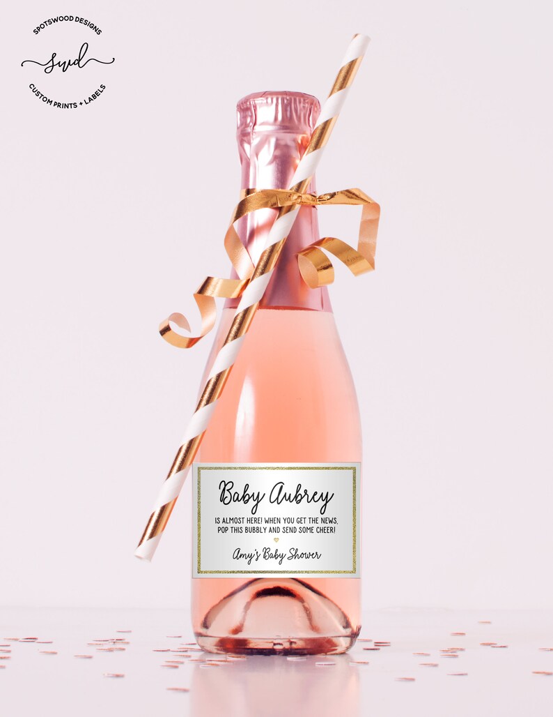 Baby Sprinkle Baby Shower Decorations Mini Baby Shower Custom Champagne Label Baby Shower Favors Pop to Send Some Cheer Bubbly Label.