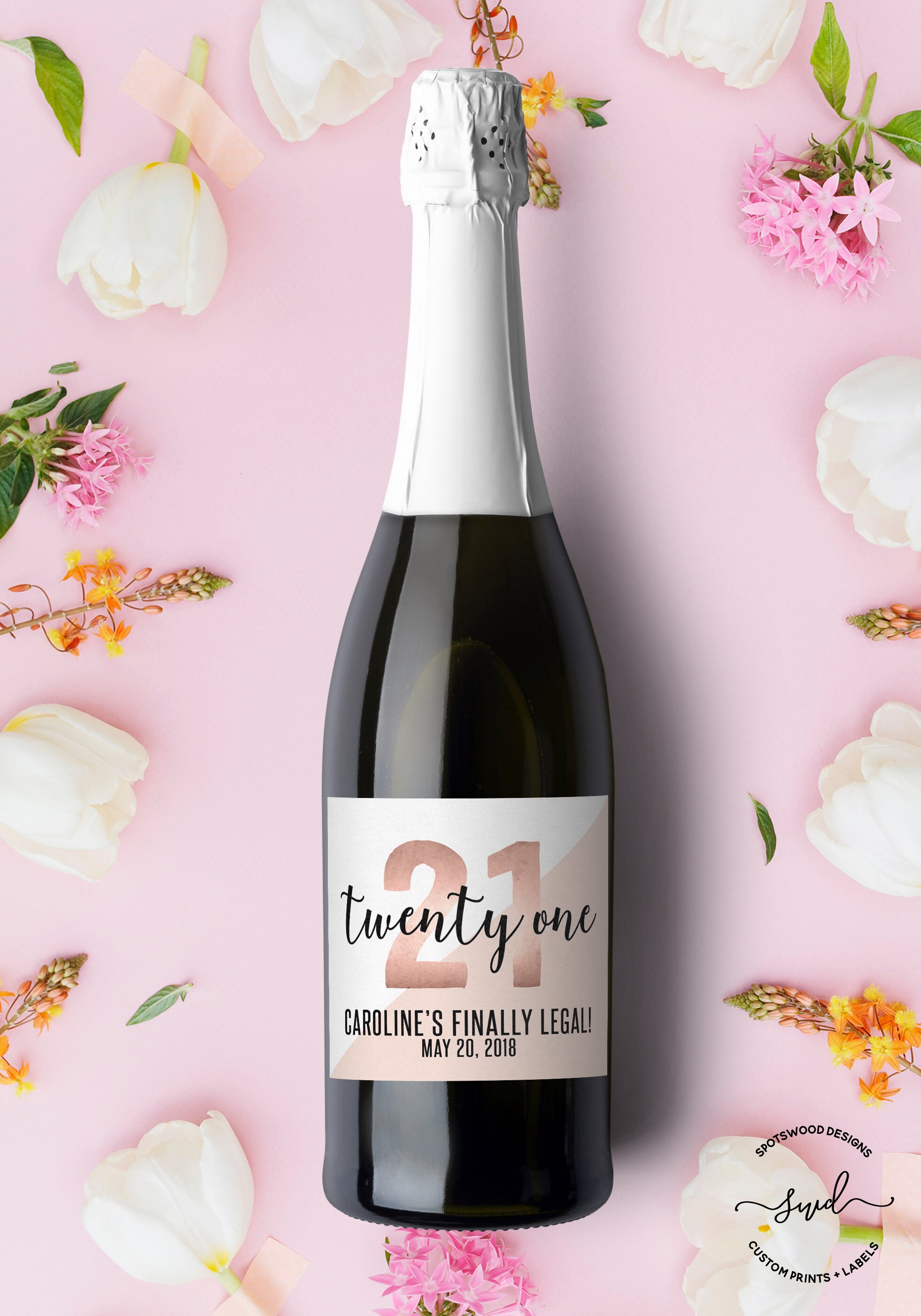 happy 21st birthday custom wine label 21st birthday gift etsy