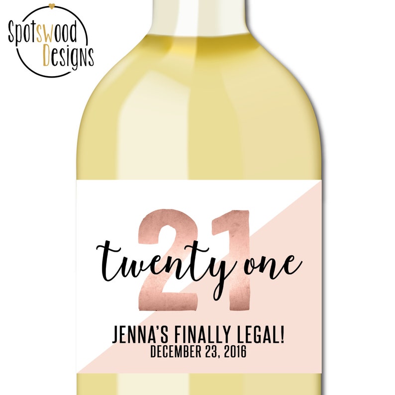 happy 21st birthday custom wine label 21st birthday gift etsy