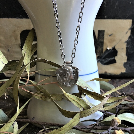 antique french valkyrie goddess pendant antique go