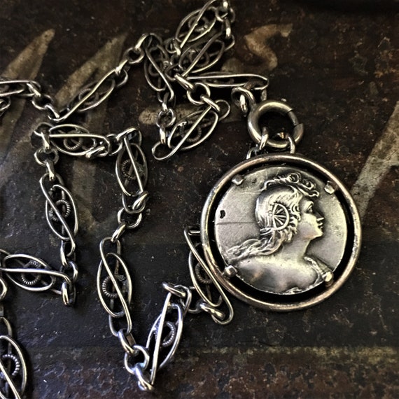 antique art deco french sovereign case locket french silver chatelaine sovereign case medallion antique locket
