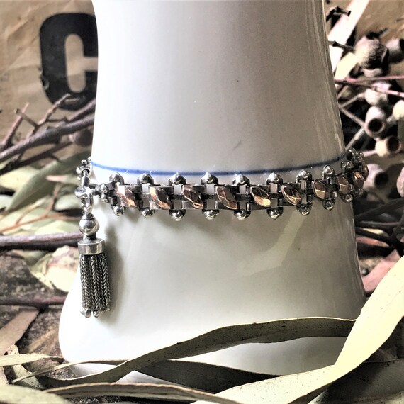 antique french tassel bracelet silver vermeil rose