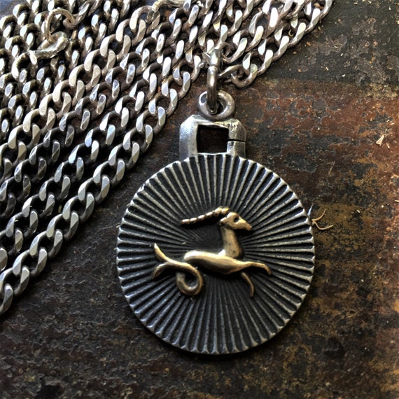 french vintage capricorn astrological sign pendant