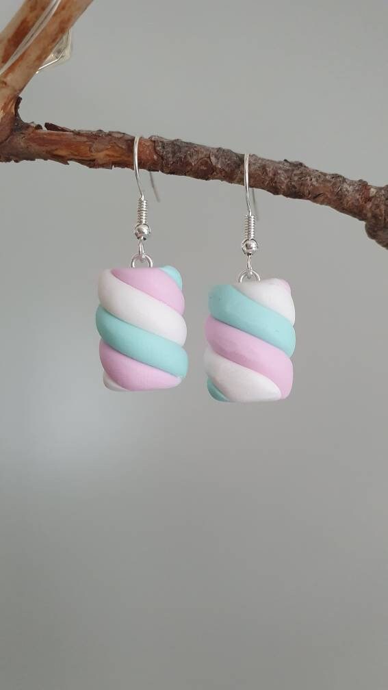 Marshmallow Earrings Handmade Polymer Earrings Flump Etsy