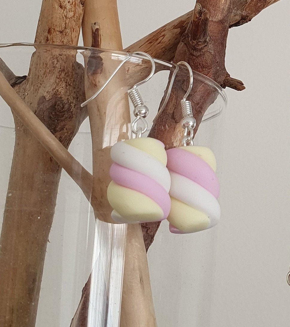 Marshmallow Earrings Handmade Polymer Earrings Flump Etsy