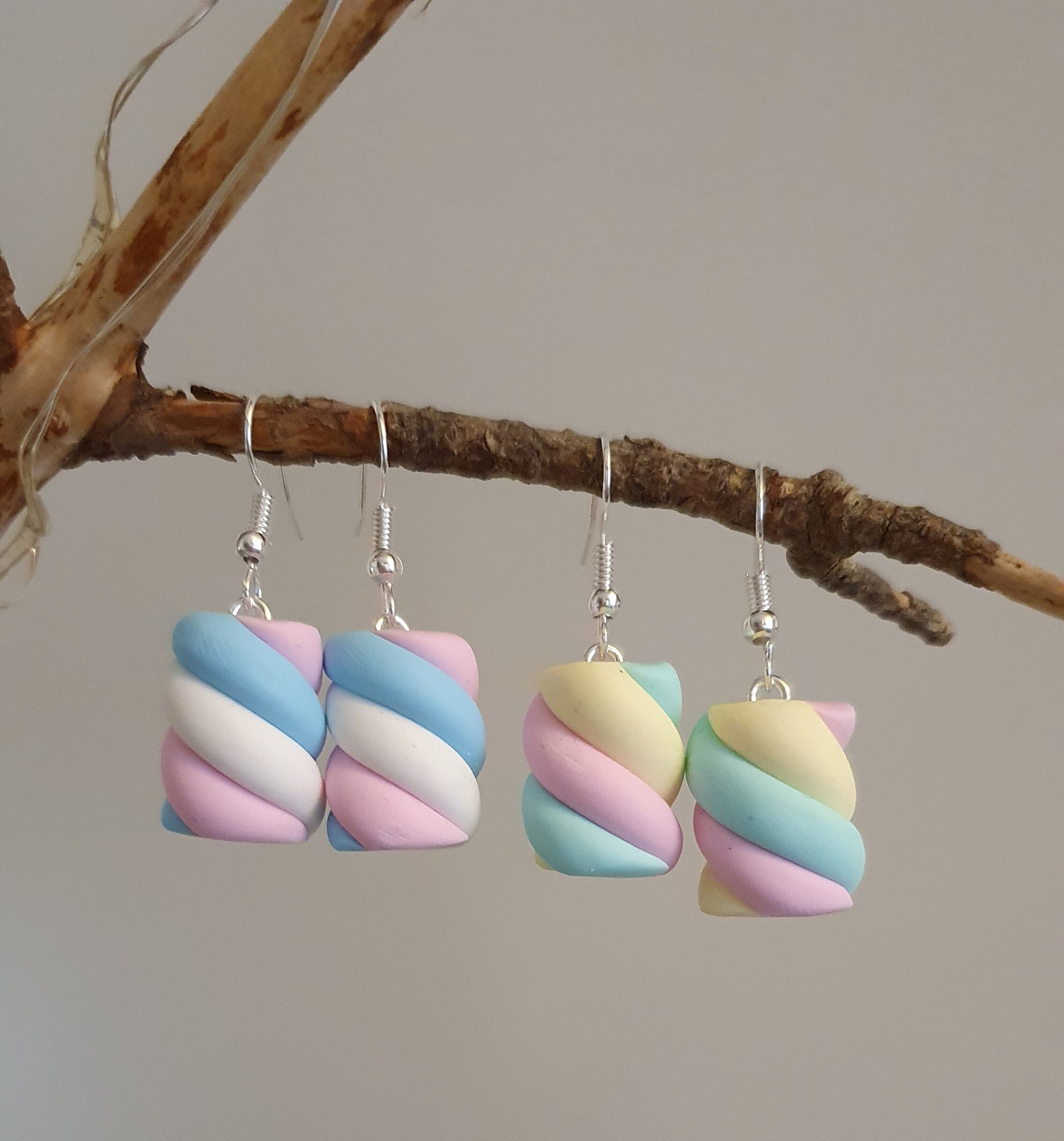 Marshmallow Earrings Handmade Polymer Earrings Flump Etsy