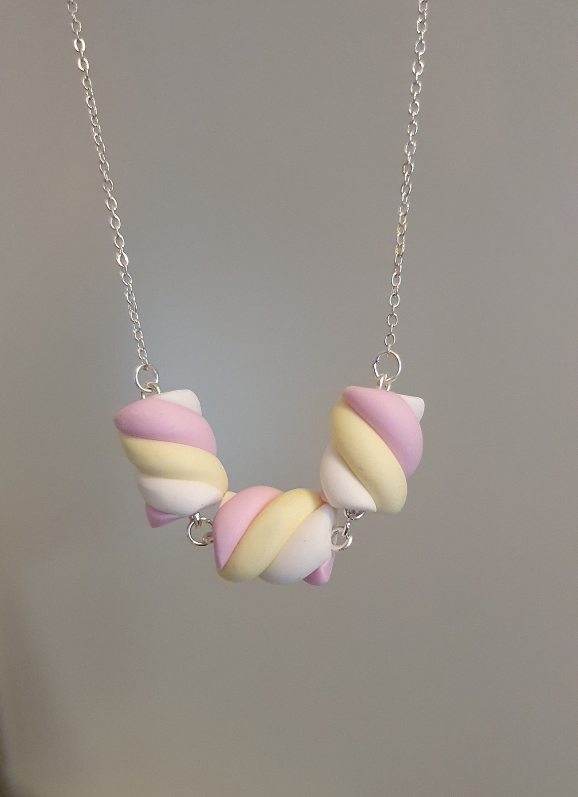 Marshmallow Necklace Handmade Polymer Necklace Flump Etsy