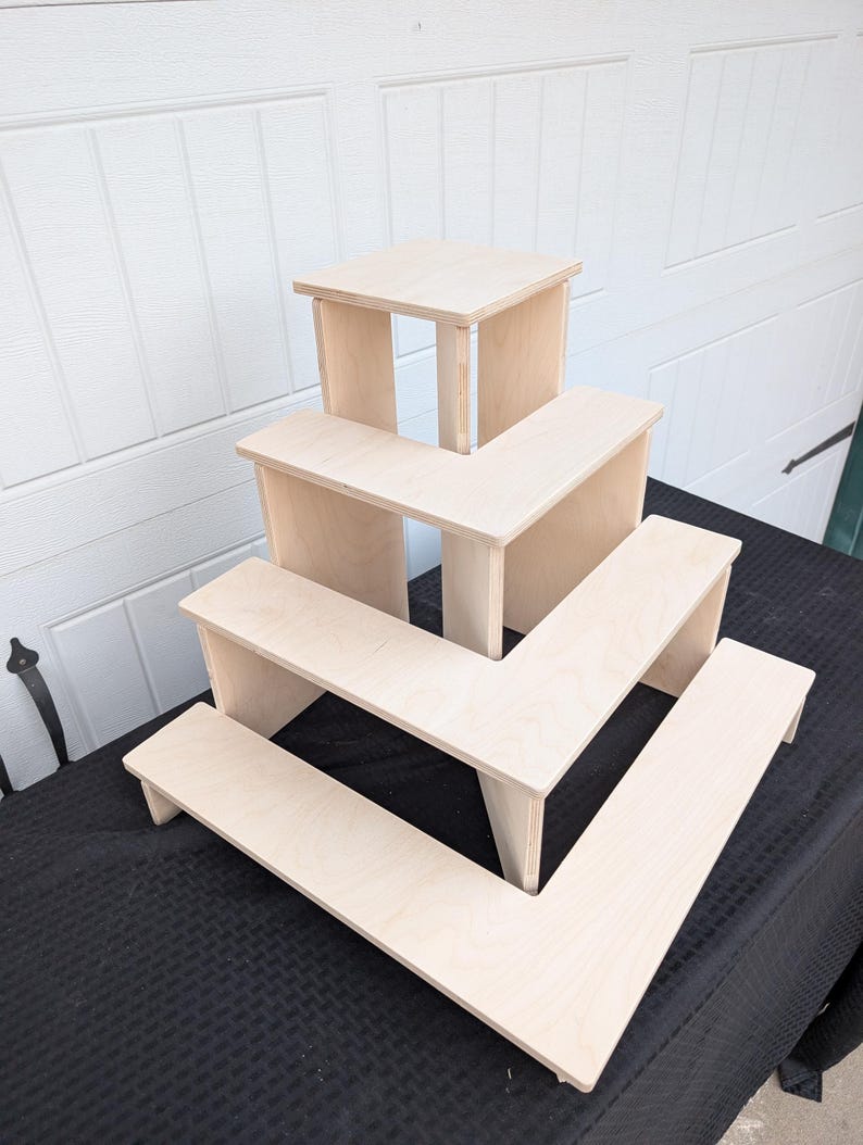 4-tier Baltic Birch Corner Display Shelf – Craft Fair Vendor Riser ...