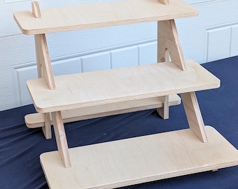 Estante de exhibición plegable de tres niveles para mercado de artesanías