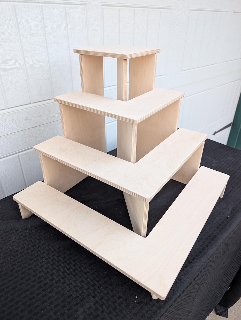 Vendor Risers 4-tier Baltic Birch Corner Display Shelf – Craft Fair Vendor Riser ...